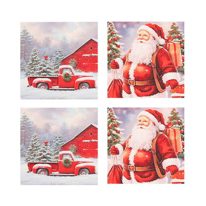 Christmas Santa Coasters Set 4 (10cmH)