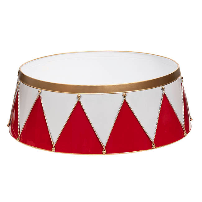 Festive Drum Christmas Tree Skirt Collar Red White(65x25cmH)