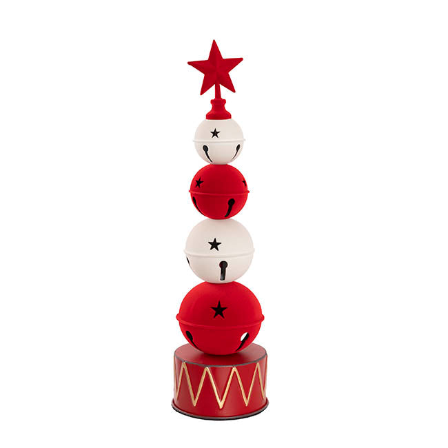 Decorative Bell Tree w Star Red & White (16.5x60.5cmH)