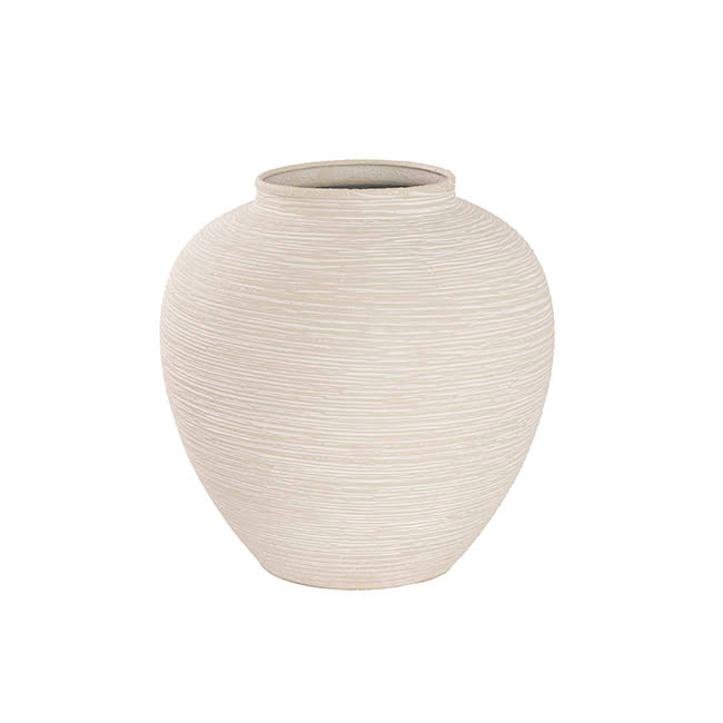 Oriental Metal Vase White (28x28.5cmH)