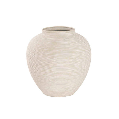 Oriental Metal Vase White (28x28.5cmH)