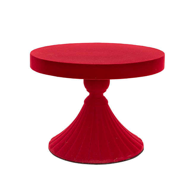 Cake Display Stand Flocked Red (30cmDx22.5cmH)