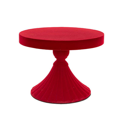 Cake Display Stand Flocked Red (30cmDx22.5cmH)