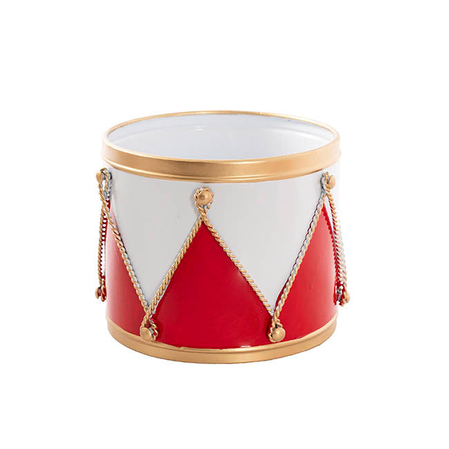 Festive Drum Metal Pots Set 3 Red & White
