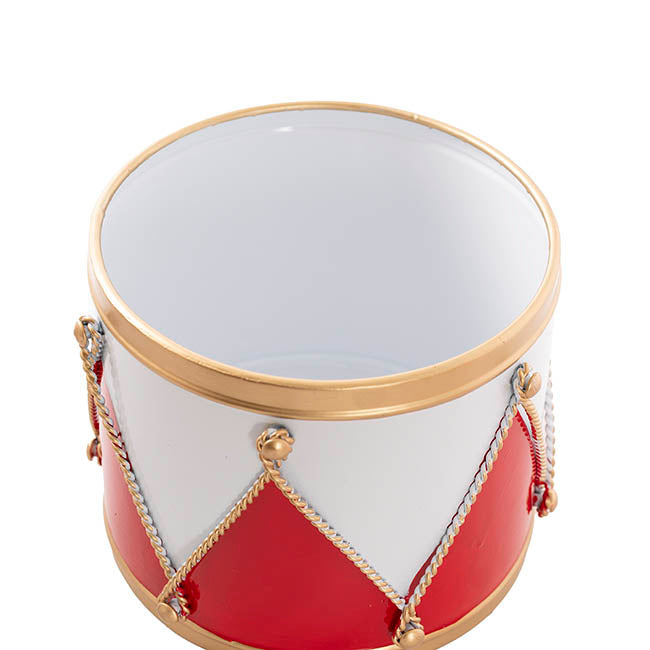 Festive Drum Metal Pots Set 3 Red & White