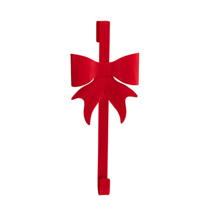 Wreath Door Hanger w Bow Flocked Red (53.5cmH)