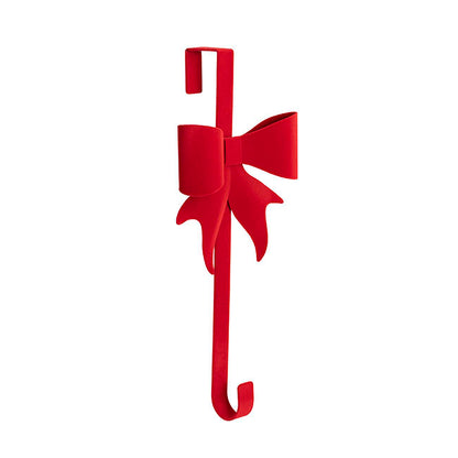 Wreath Door Hanger w Bow Flocked Red (53.5cmH)