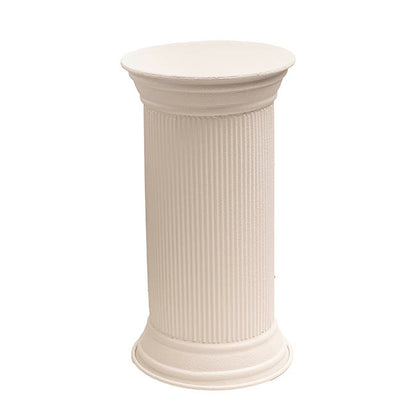 Metal Side Table Pedestal Limestone White (33.5x61.5cmH)