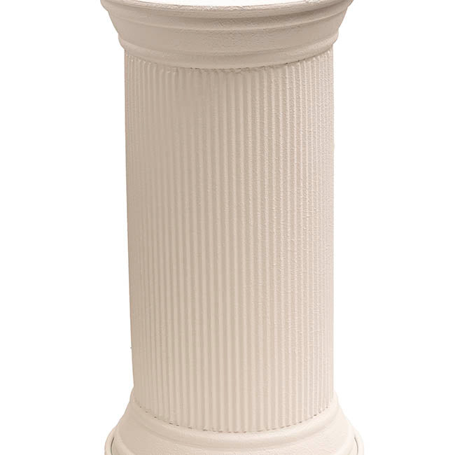Metal Side Table Pedestal Limestone White (33.5x61.5cmH)