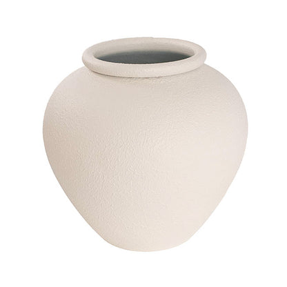 Kaya Vase Round Metal White (29x28cmH)