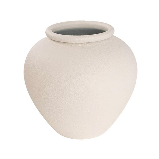 Kaya Vase Round Metal White (29x28cmH)