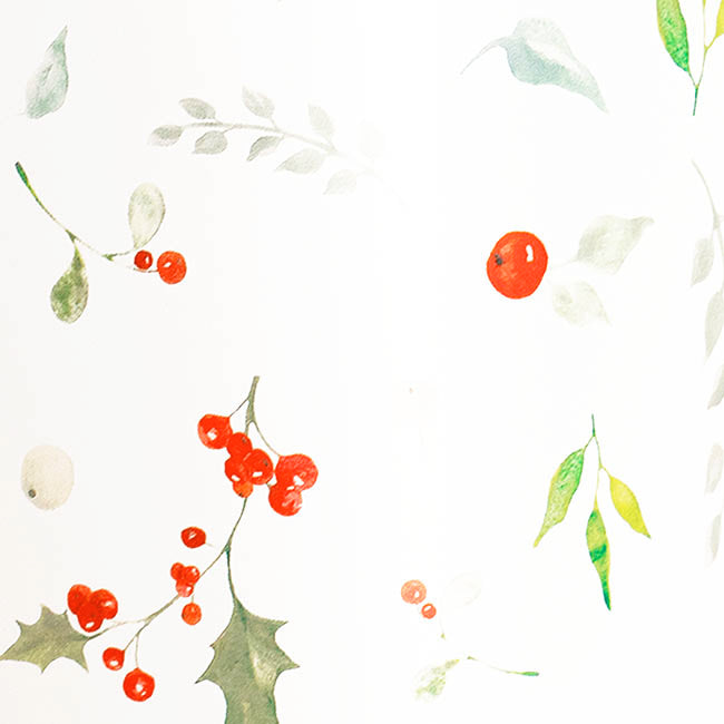 Cello Regal Christmas Holly 65mic White Pack 100 (50x70cm)