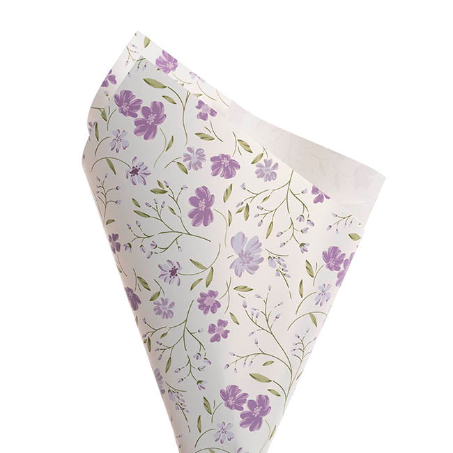 Cello Regal 65mic Delightful Flowers Lilac Pk100 (50x70cm)
