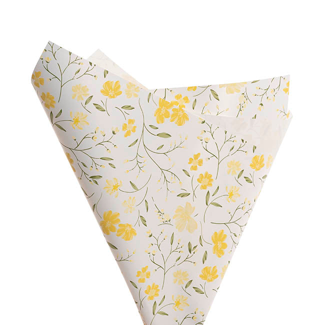 Cello Regal 65mic Delightful Flowers Yellow Pk100 (50x70cm)