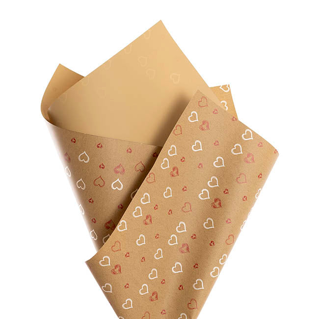 Cello Regal Pro 65mic Hearts Galore Brown Pk100 (50x70cm)