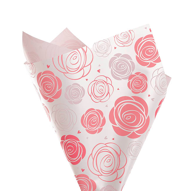 Cello Regal Pro 65mic Roses Galore Pinks Pk100 (50x70cm)