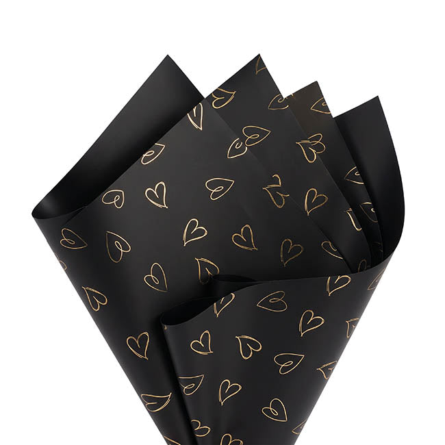 Cello Regal Whimsy Hearts 65micron Black Pack 60 (58x58cm)