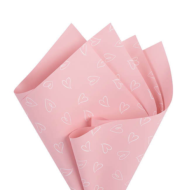 Cello Regal Whimsy Hearts 65micron Pink Pack 60 (58x58cm)