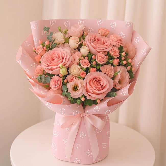 Cello Regal Whimsy Hearts 65micron Pink Pack 60 (58x58cm)