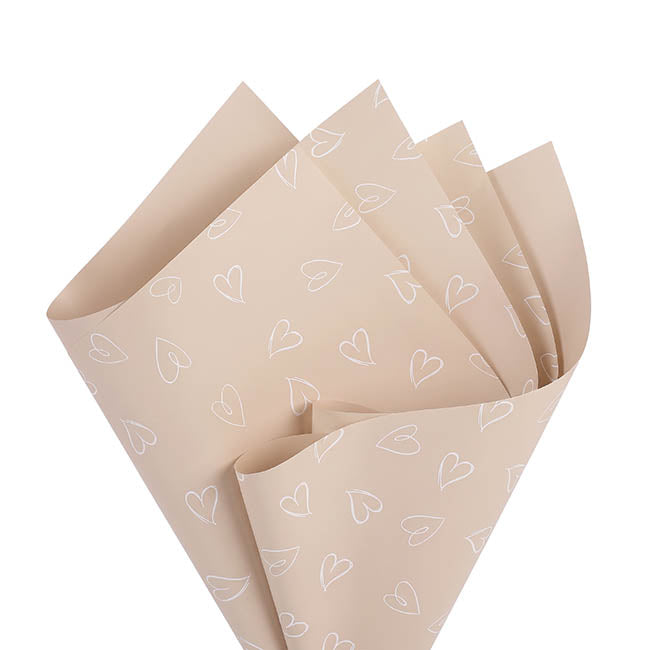 Cello Regal Whimsy Hearts 65micron Milky Tea Pk60 (58x58cm)