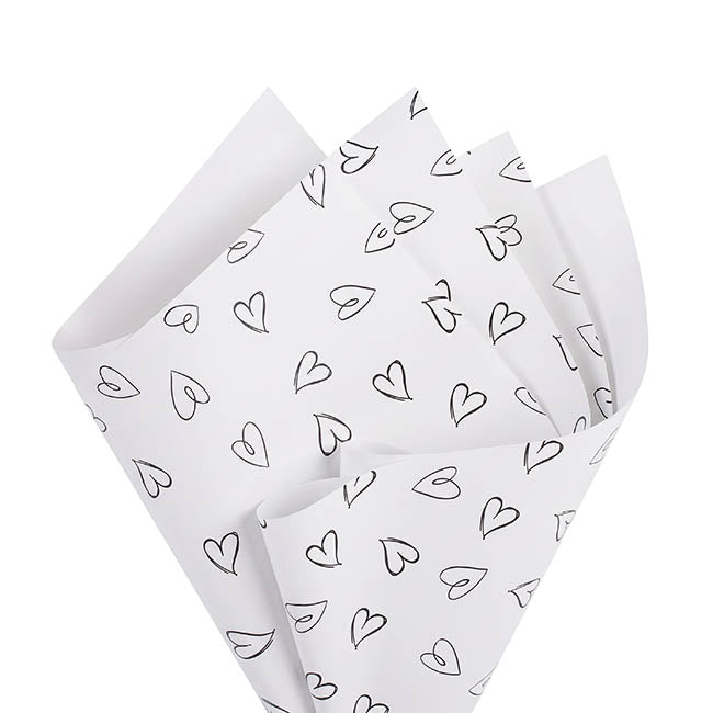 Cello Regal Whimsy Hearts 65micron White Pack 60 (58x58cm)