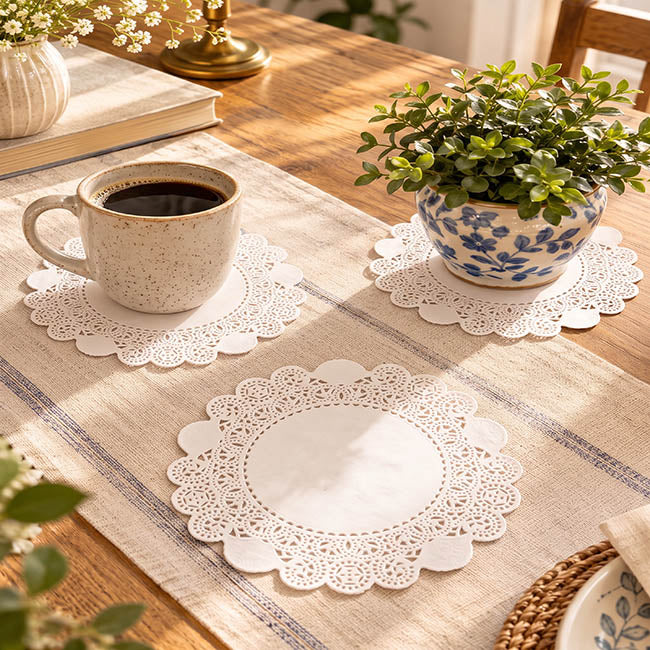 Paper Doily Round Pack 24 White (165mmD)