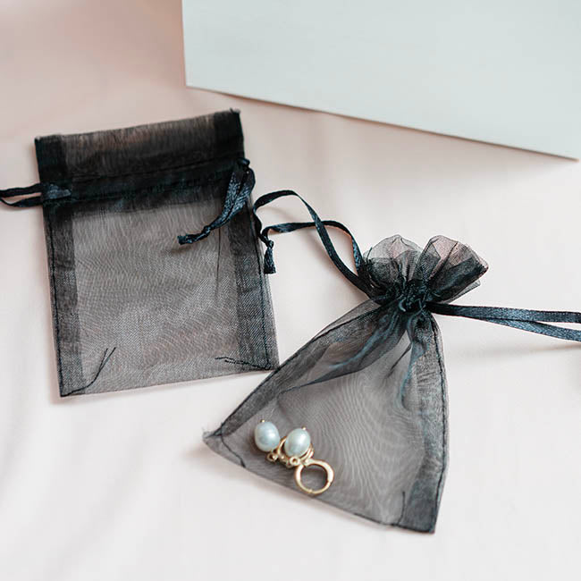 Organza Gift Bomboniere Bag Small Black Pack 10 (7.5x10cmH)