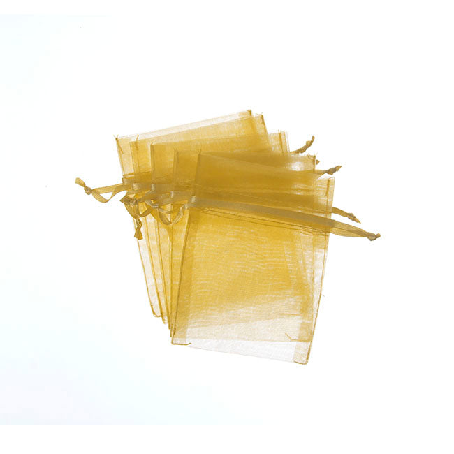 Organza Gift Bomboniere Bag Small Gold Pack 10 (7.5x10cmH)