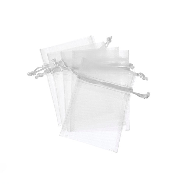 Organza Gift Bomboniere Bag Small White Pack 10 (7.5x10cmH)
