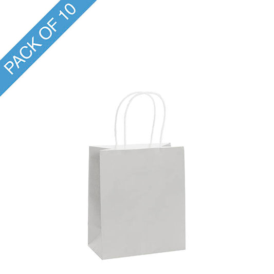 Kraft Paper Bag Shopper Mini Silver Pk10 (140Wx75Gx165mmH)