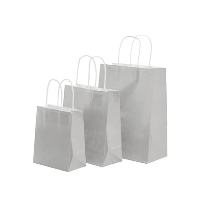 Kraft Paper Bag Shopper Mini Silver Pk10 (140Wx75Gx165mmH)