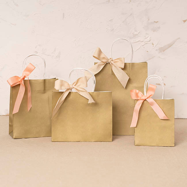 Kraft Paper Bag Shopper Small Gold Pk10 (180Wx85Gx215mmH)