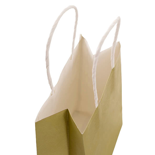 Kraft Paper Bag Shopper Small Gold Pk10 (180Wx85Gx215mmH)