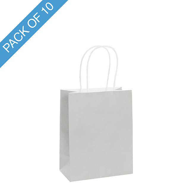 Kraft Paper Bag Shopper Small Silver Pk10 (180Wx85Gx215mmH)