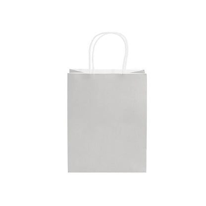 Kraft Paper Bag Shopper Medium Silver Pk10(205Wx110Gx275mmH)