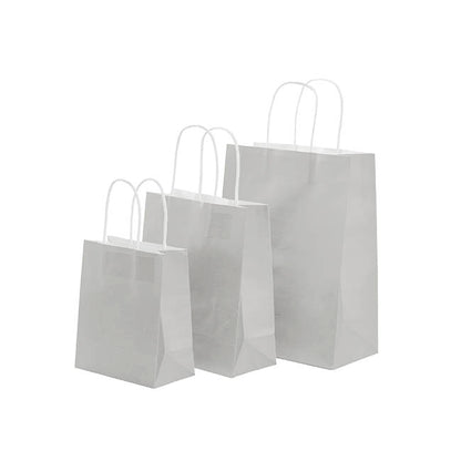 Kraft Paper Bag Shopper Medium Silver Pk10(205Wx110Gx275mmH)