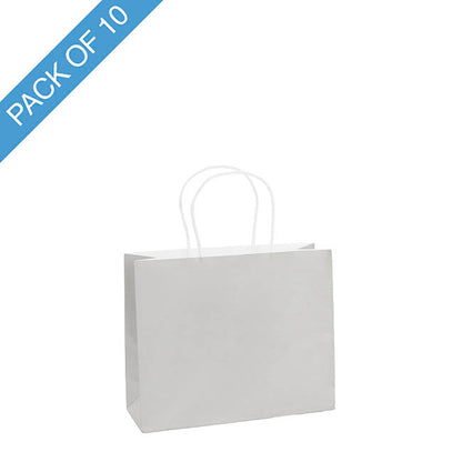 Kraft Paper Bag Boutique Medium Silver Pk10(220Wx80Gx180mmH)