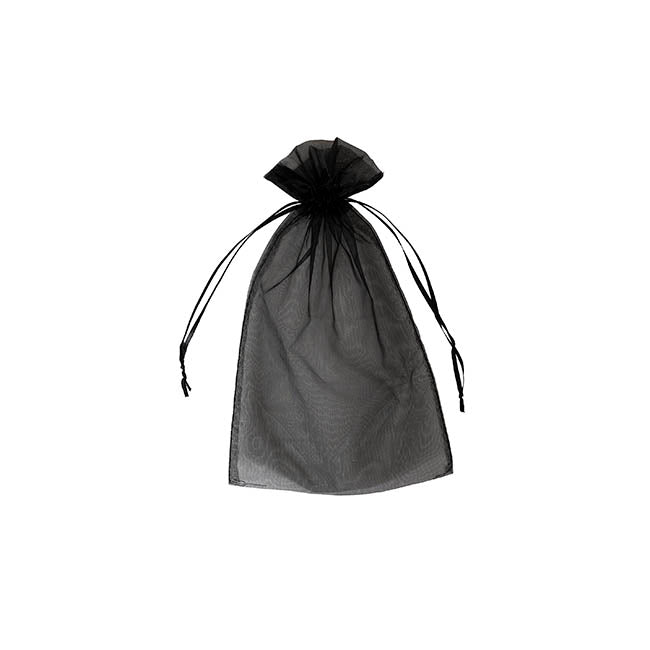 Organza Gift Bomboniere Bag Medium Black Pk 10 (12.5x17cmH)