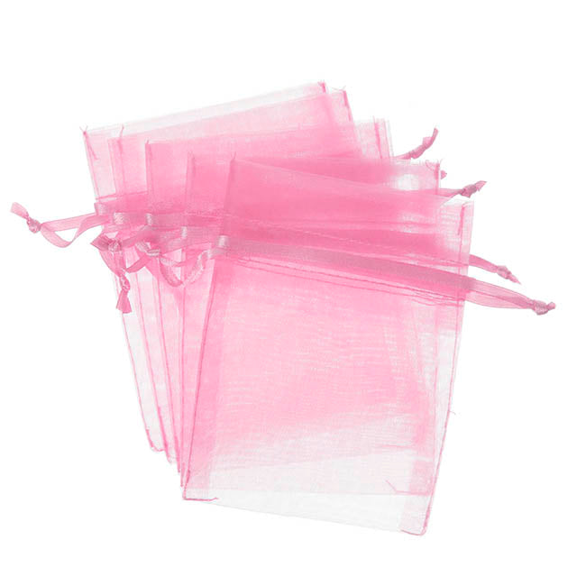 Organza Gift Bomboniere Bag Medium Pink Pk 10 (12.5x17cmH)