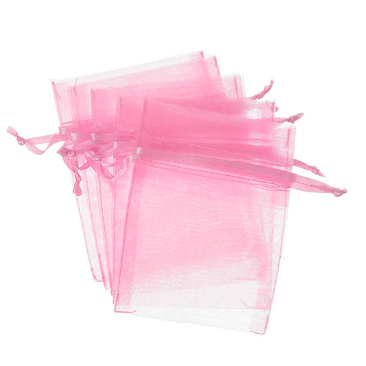 Organza Gift Bomboniere Bag Medium Pink Pk 10 (12.5x17cmH)