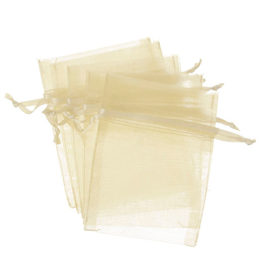 Organza Gift Bomboniere Bag Medium Ivory Pk10 (12.5x17cmH)