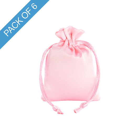 Satin Gift Bag Small Pack 6 Baby Pink (7.5x10HcmH)