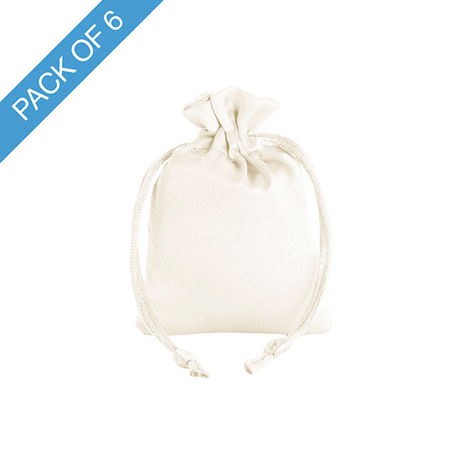 Satin Gift Bag Small Pack 6 Ivory (7.5x10HcmH)