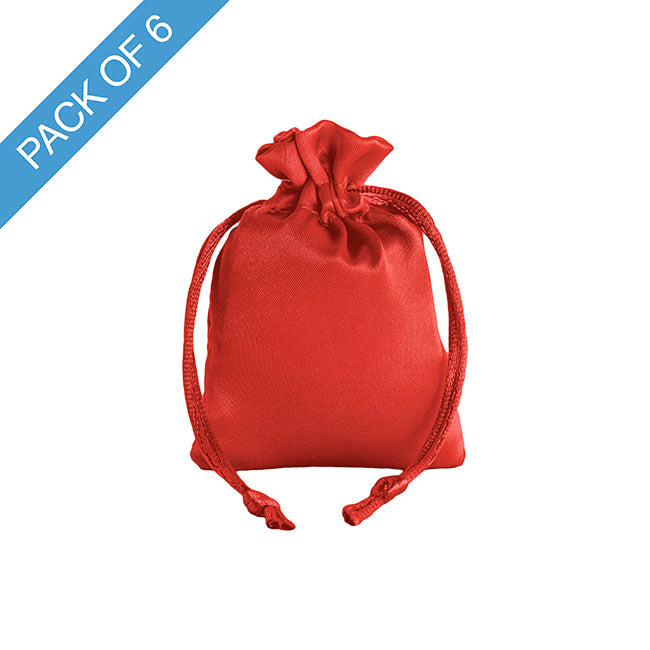 Satin Gift Bag Small Pack 6 Red (7.5x10HcmH)