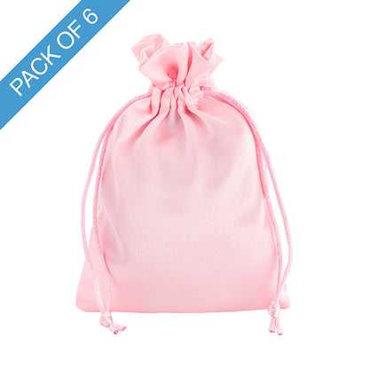 Satin Gift Bag Medium Pack 6 Baby Pink (12.5x17HcmH)