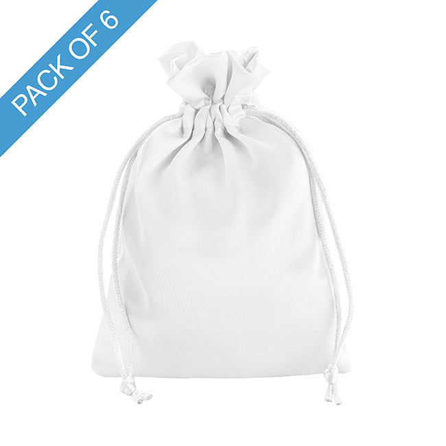 Satin Gift Bag Medium Pack 6 White (12.5x17HcmH)