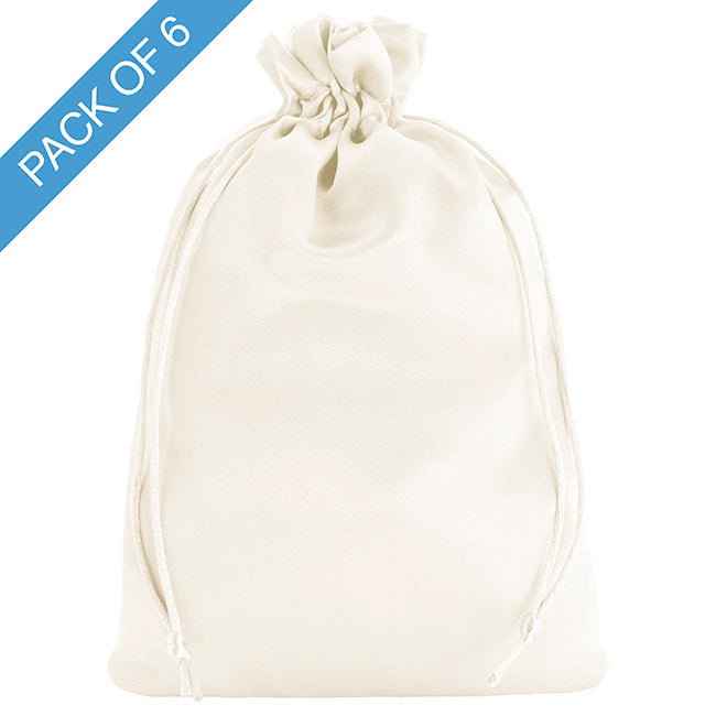 Satin Gift Bag Large Pack 6 Ivory (15x24HcmH)