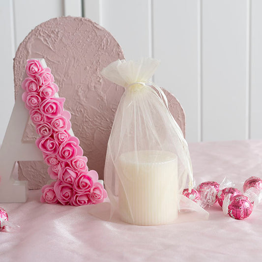 Organza Gift Bomboniere Bag Large Ivory Pack 10 (15x24cmH)