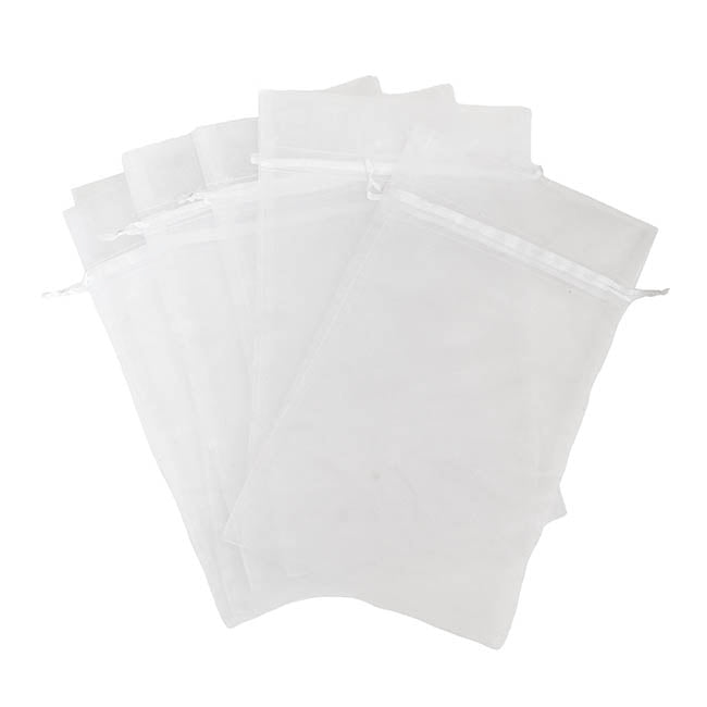 Organza Gift Bomboniere Bag Large White Pack 10 (15x24cmH)