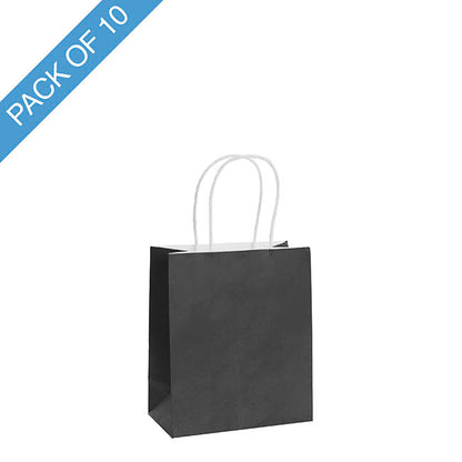 Kraft Paper Bag Shopper Mini Black Pack 10 (140Wx75Gx165mmH)